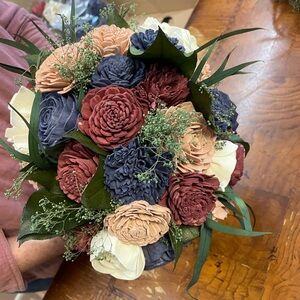 Sola Wood Wedding Flowers - Navy, Wine, Blush, White